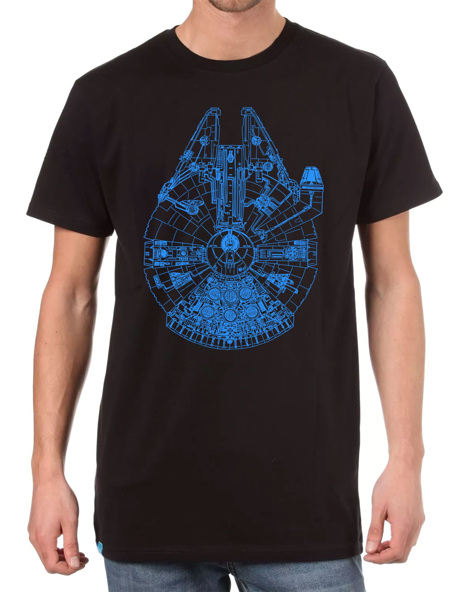 Cotton PrintMillennium Falcon Star Wars Fan Men's Black T-Shirt