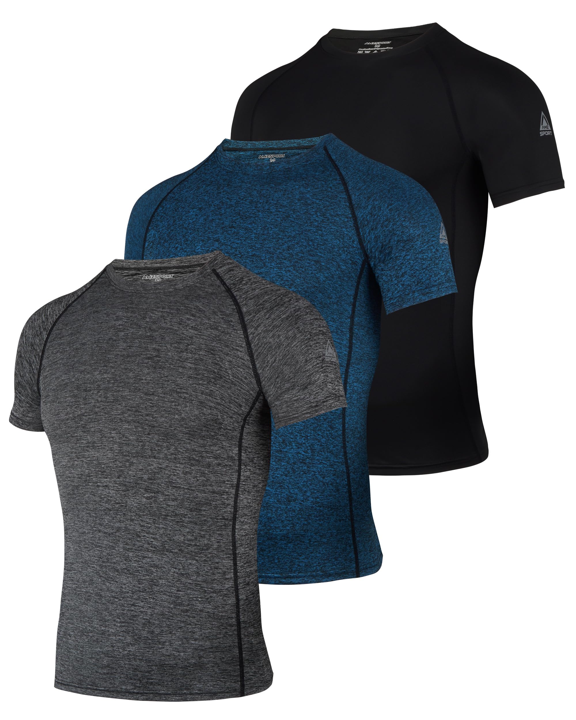 AMZSPORT Camisa de Compresión para Hombre Camiseta de Manga Corta Fitness Shirt