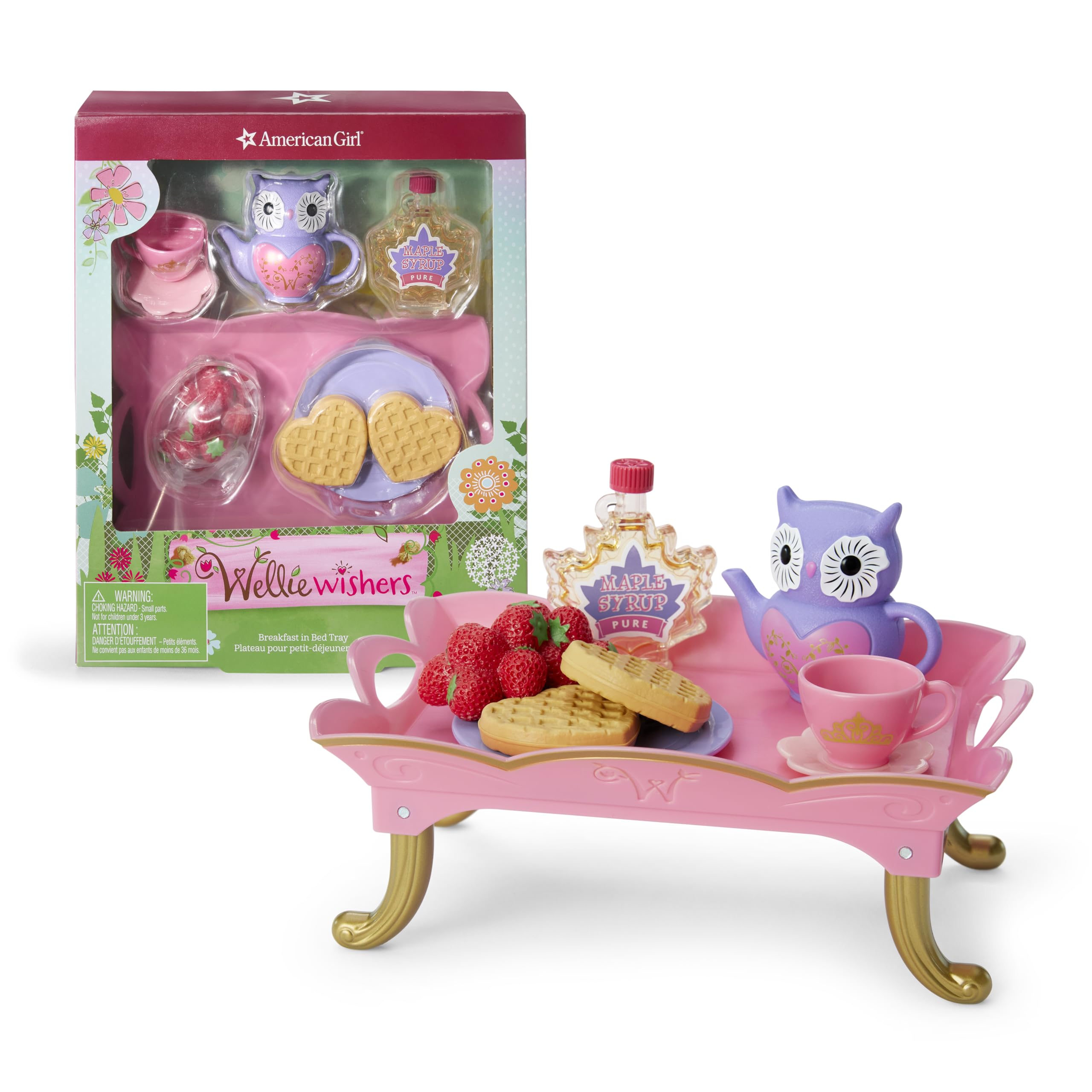 WellieWishers 14.5-inch Doll Breakfast in Bed Tray Playset with Tea Set and Breakfast Food, For Ages 4+