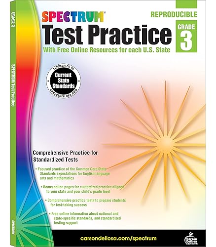 Carson Dellosa Spectrum 3rd Grade Test Practice Workbooks, Ages 8 to 9, 3rd Grade Math, Language Arts, and Reading Comprehension for Standardized Test Practice - 160 Pages