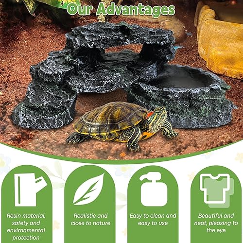 Miniatura 5 de PINVNBY Muelle de tortugas para acuario plataforma de toma de sol de reptiles para tortugas ranas tritones y salamandras