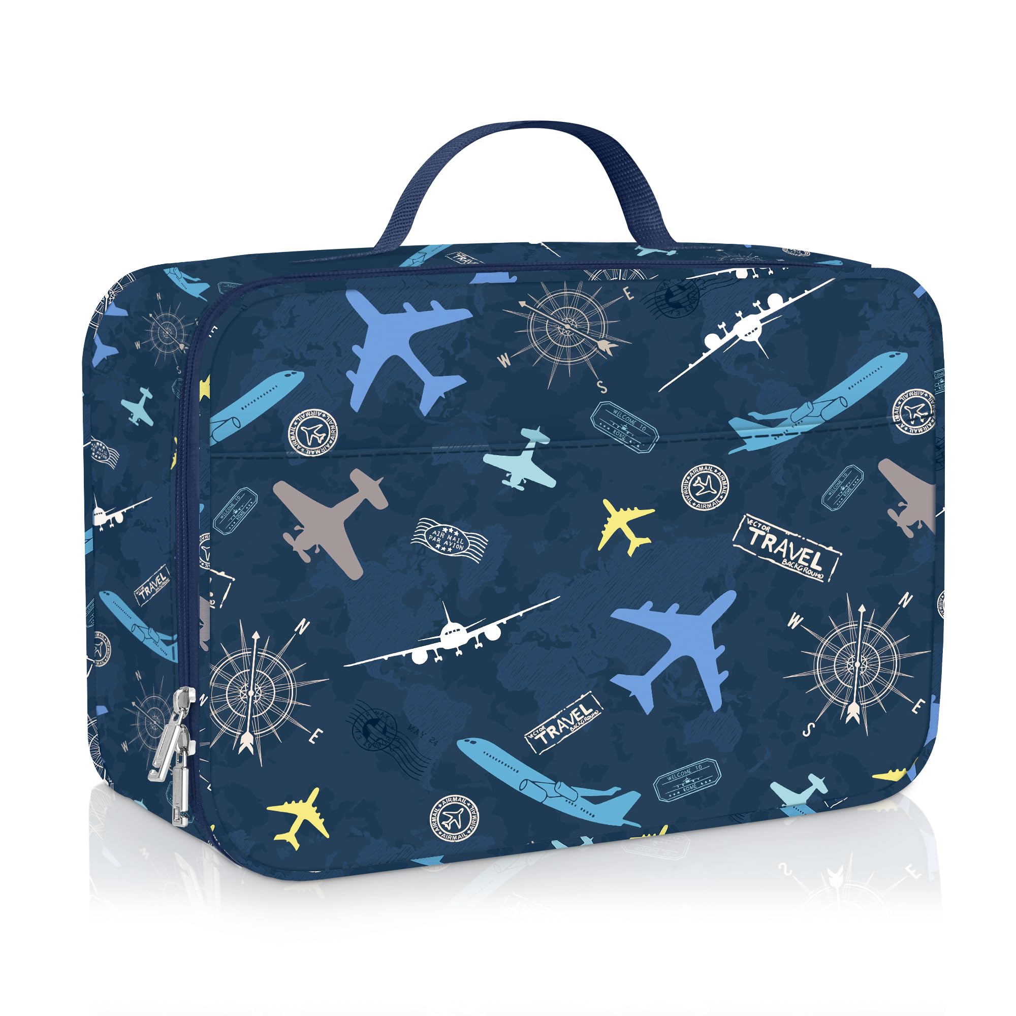 Clastyle Aircraft Insulated Kids Lunch Bag Large Thermal Cooler Bag for Boy Picnic School Lunch Box Tote,Blue Airplane