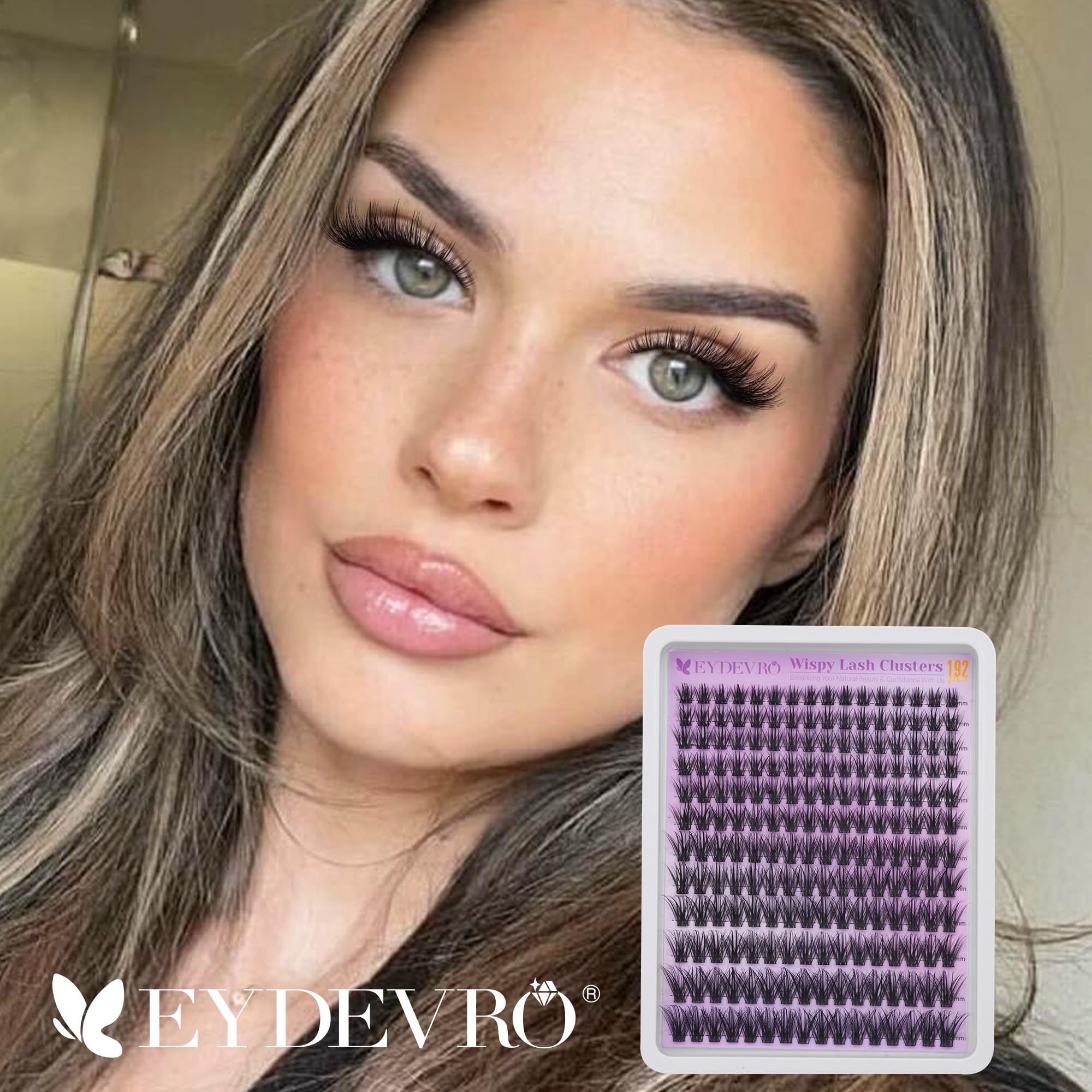EYDEVRO Wispy Cluster Lashes Natural Lashes Individual Cluster 9-18mm 192 Pcs Lash Clusters CD Curl Eyelash Clusters Individual Eyelashes Reusable Comfortable False Eyelashes Manga Lashes - Image 3