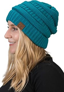Funky Junque Solid Ribbed Beanie Slouchy Soft Stretch Cable Knit Warm Skull Cap