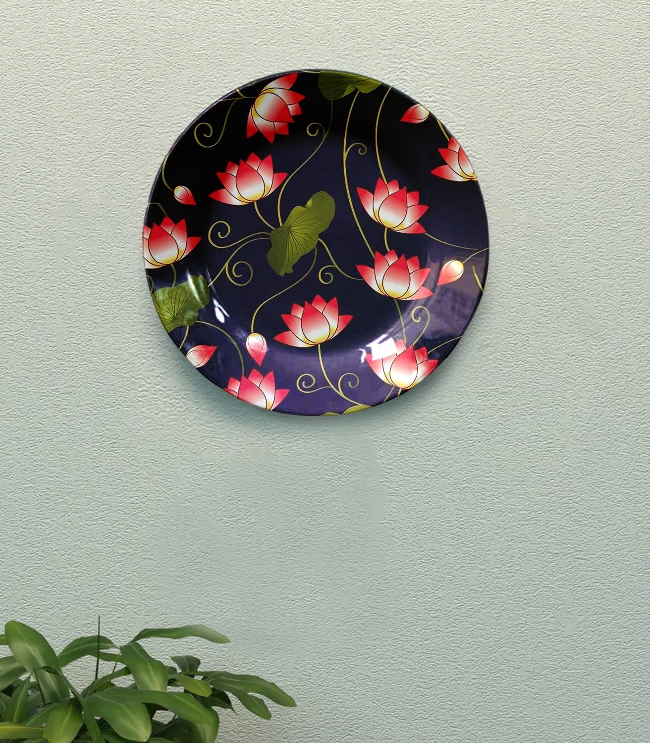 JIKRAA® Pichwai Wall Art Ceramic Decorative Designer Wall and Table Top Plate with Stand, Decorative Wall Plates for Living Room, Home, Restaurants and Office