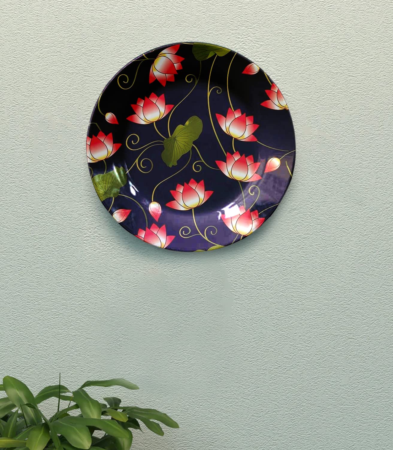 JIKRAA® Pichwai Wall Art Ceramic Decorative Designer Wall and Table Top Plate with Stand, Decorative Wall Plates for Living Room, Home, Restaurants and Office
