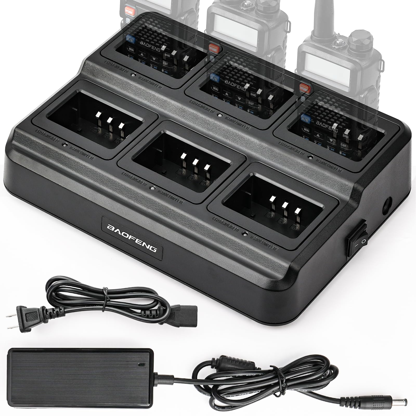 BAOFENG UV-5R Six Way Charger Multi Unit Charging Station for BF-F8HP UV-5R UV-5RPro UV-5X3 Walkie Talkies and Batteries