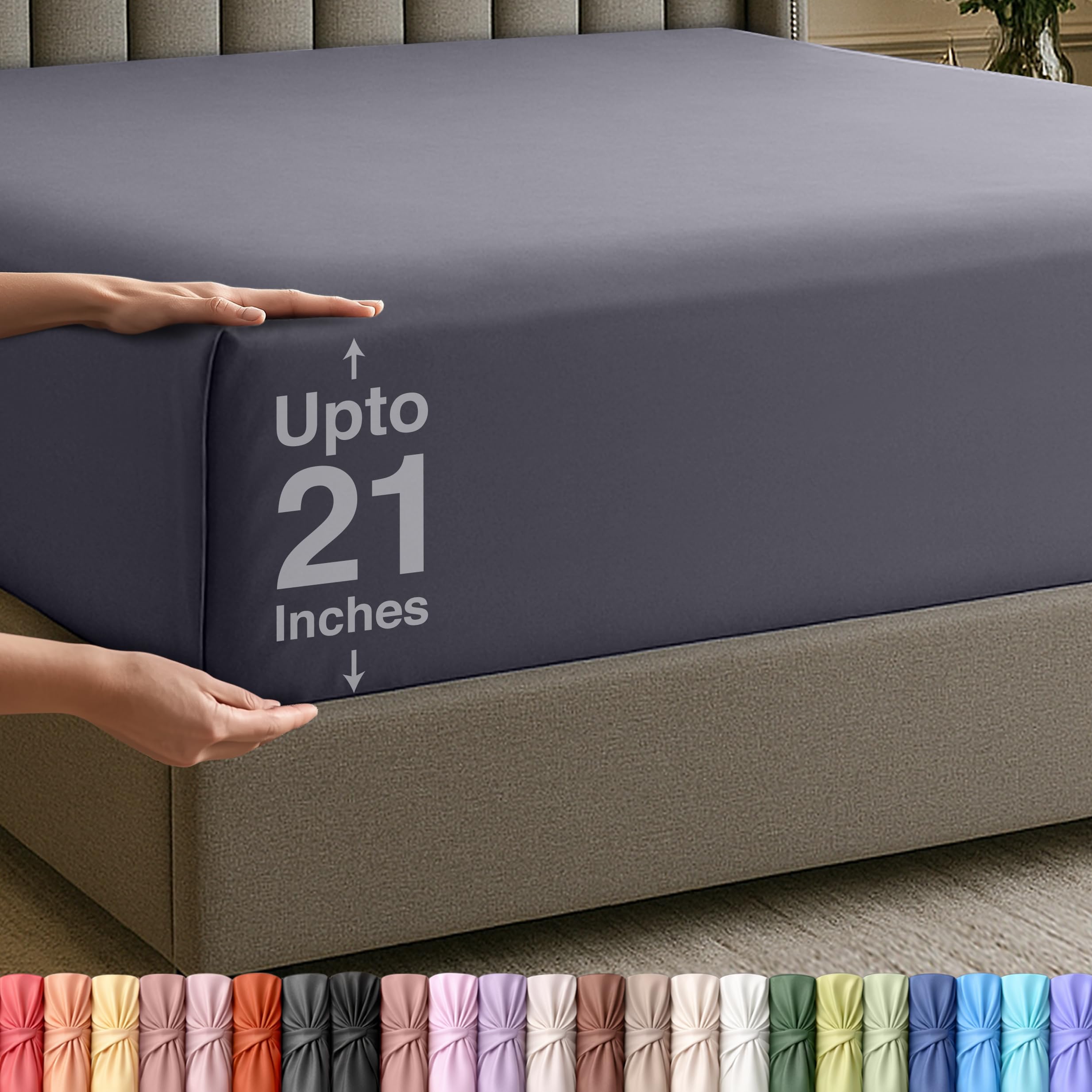 Utopia Bedding Extra Deep Pocket Queen Fitted Sheet Fits up to 21 Inch Mattress - Hotel Luxury Soft