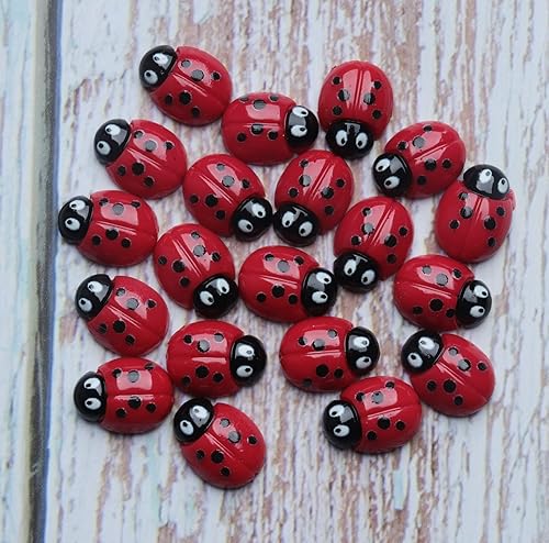 Miniatura 5 de Sowaka 20 adornos de mariquita, pequeños adornos de resina con parte trasera plana, decoración de mariquita falsa para clip de pelo, proyectos de