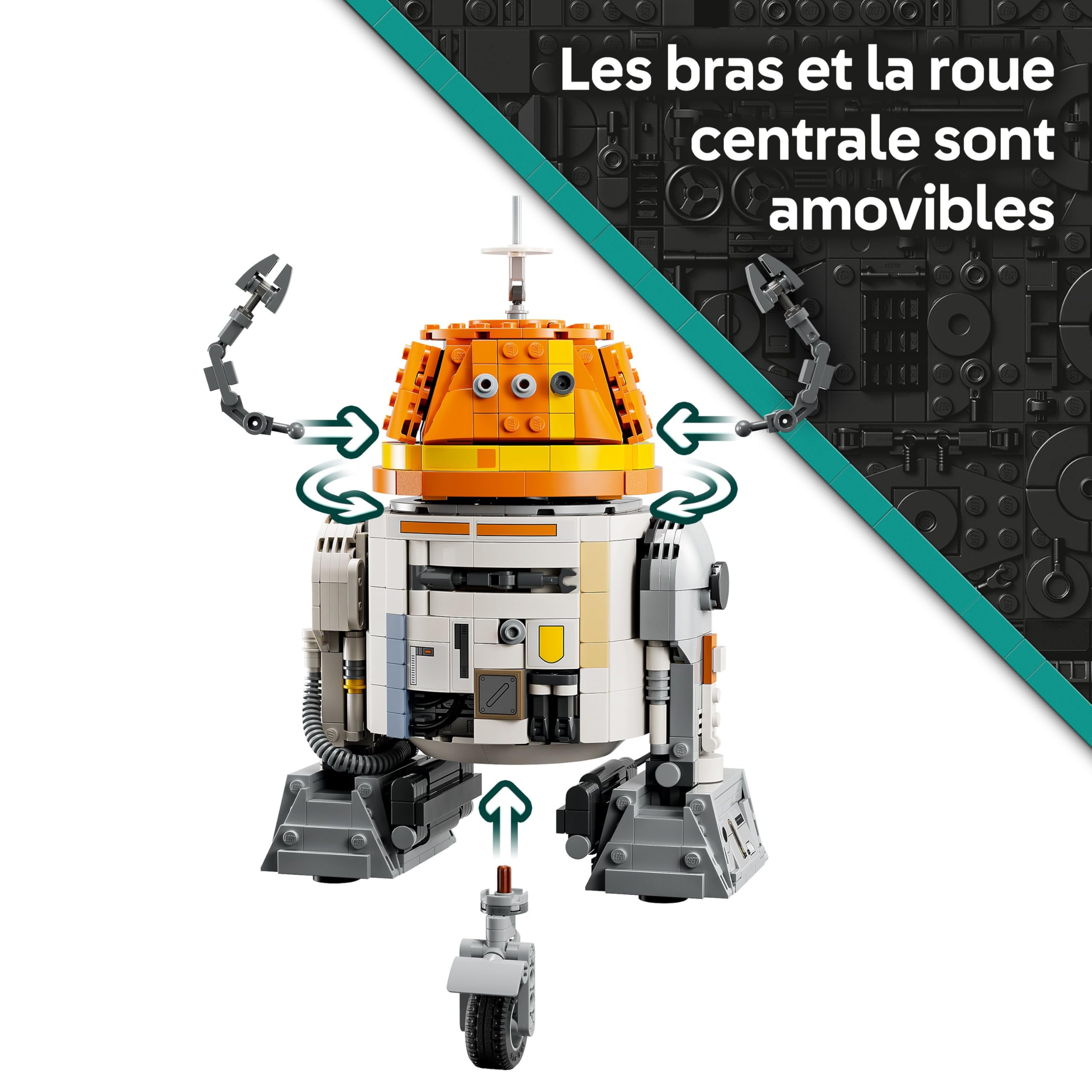LEGO Star Wars : Ahsoka Le Droïde Astromécano Chopper (C1-10P) Jeu De Construction 10 Ans - Figurine avec Tête Pivotante, Bras Détachables & Roue Centrale - Cadeau Garçon, Fille & Fan De La Saga 75416