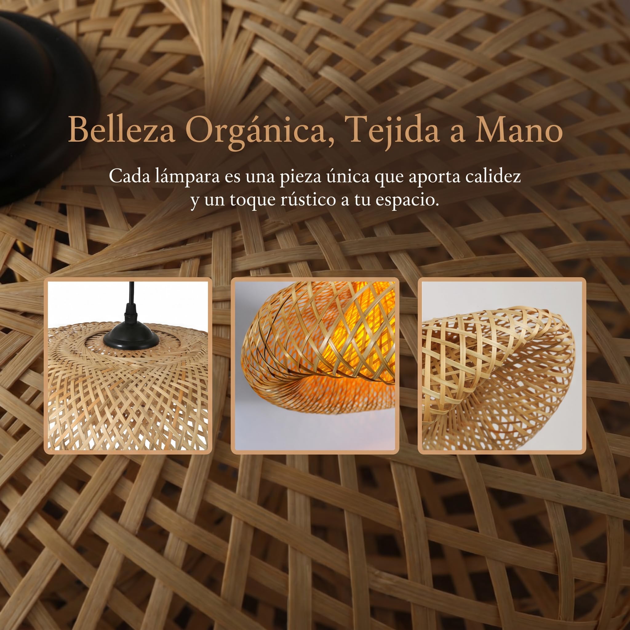 BARCELONA LED Lampada Sospesa Rattan Vimet con Spina E27