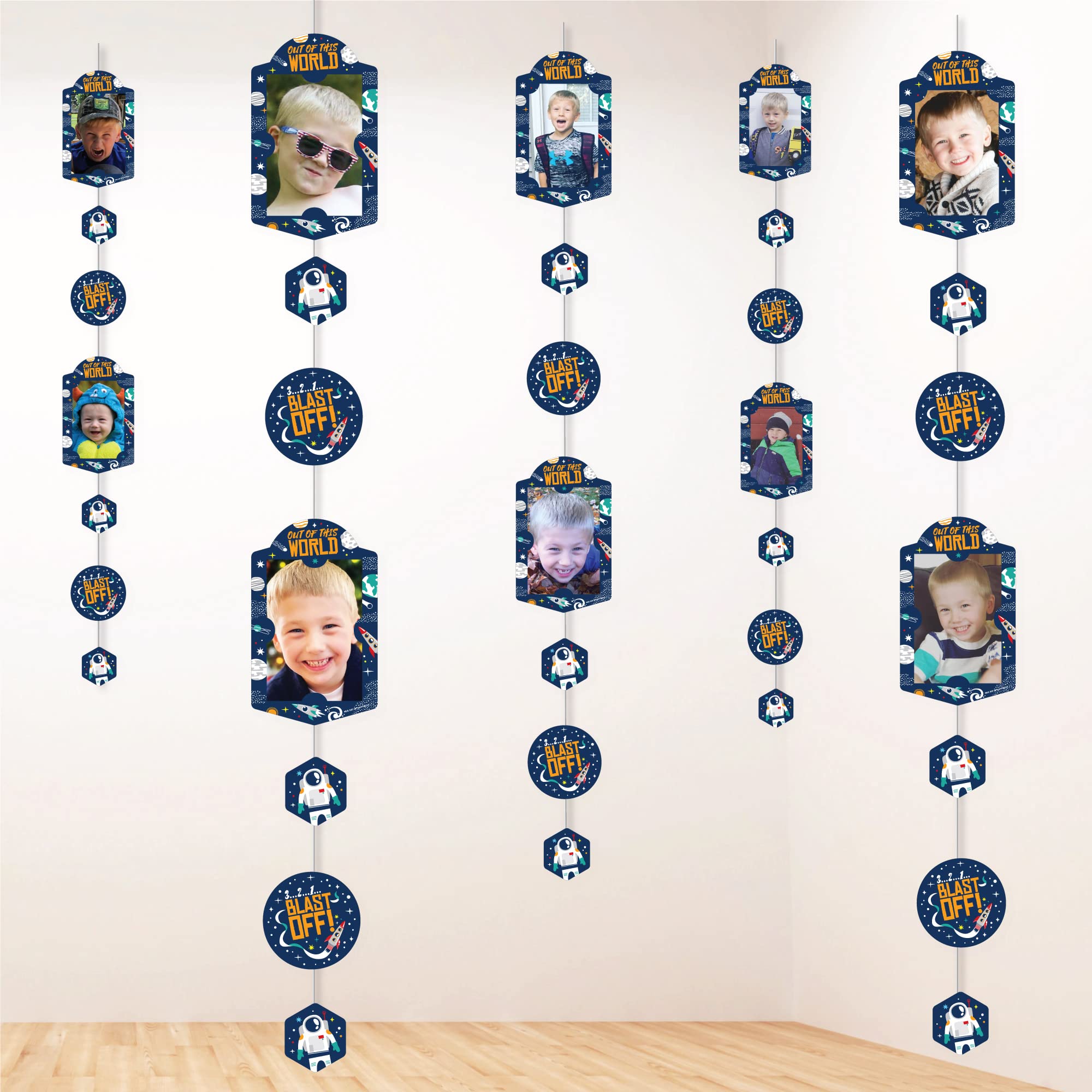 Big Dot of HappinessBlast Off to Outer Space - Rocket Ship Baby Shower or Birthday Party DIY Backdrop Decor - Hanging Vertical Photo Garland - 35 Pieces