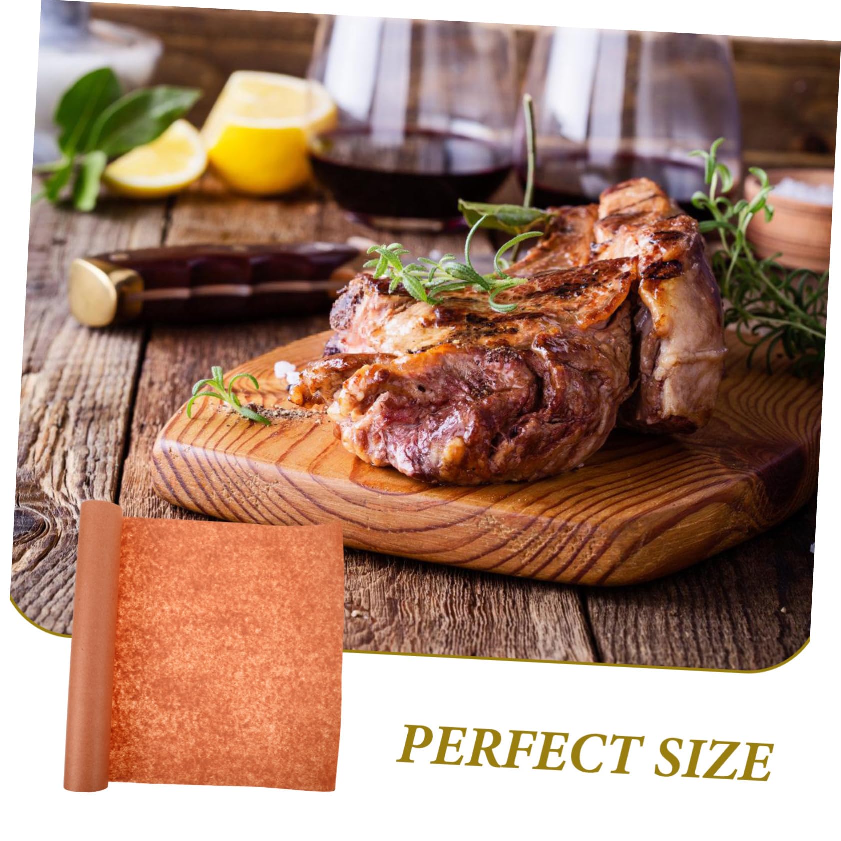 iplusmile Papier de Boucher Ménager Marron, Rouleau en Papier, Antiadhésif et Résistant à L’huile, pour Barbecue, Cuisson au Four et Friteuse à Air
