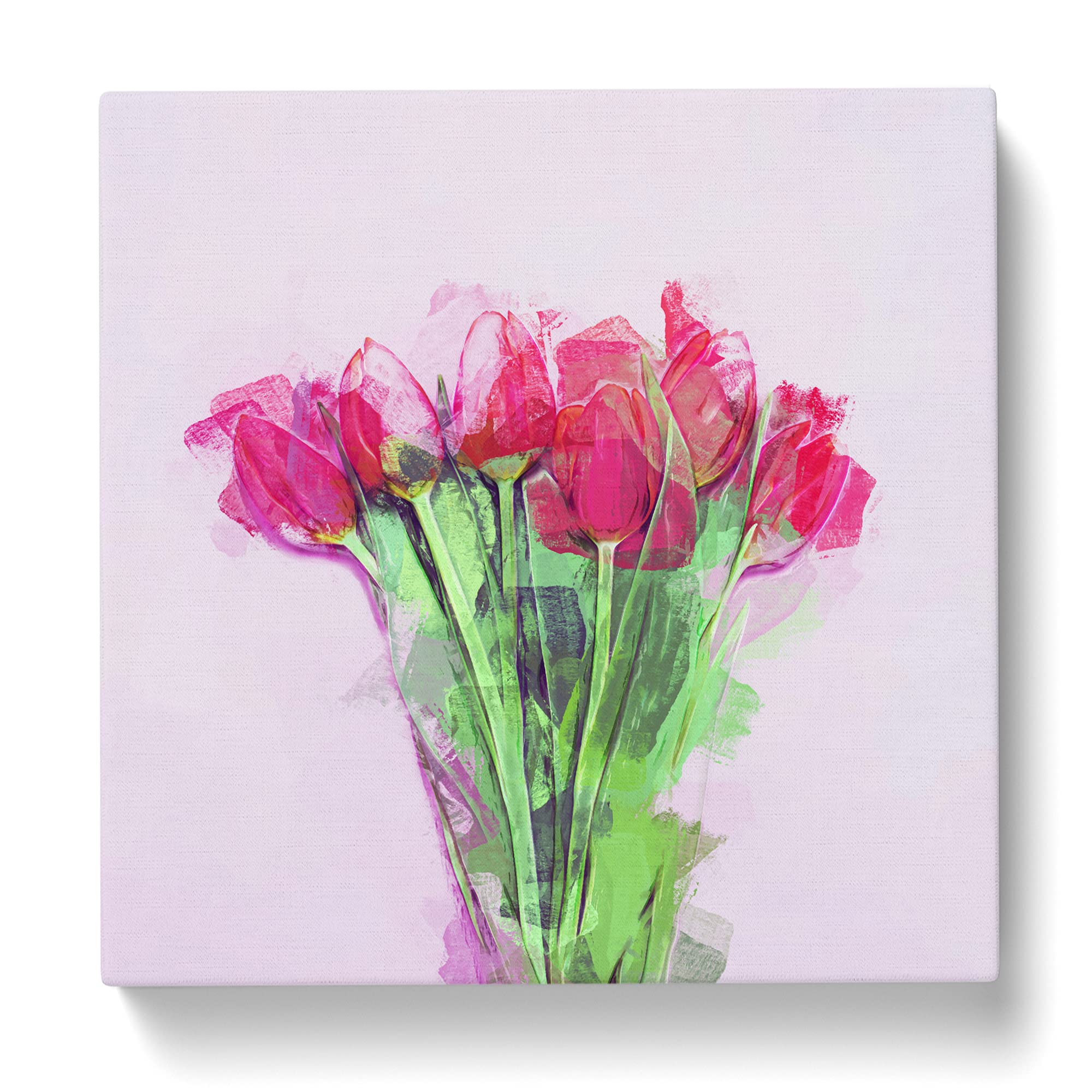 A Bunch of Pink Tulips Canvas Print, Mixed, 35L x 35W cm - Image 3