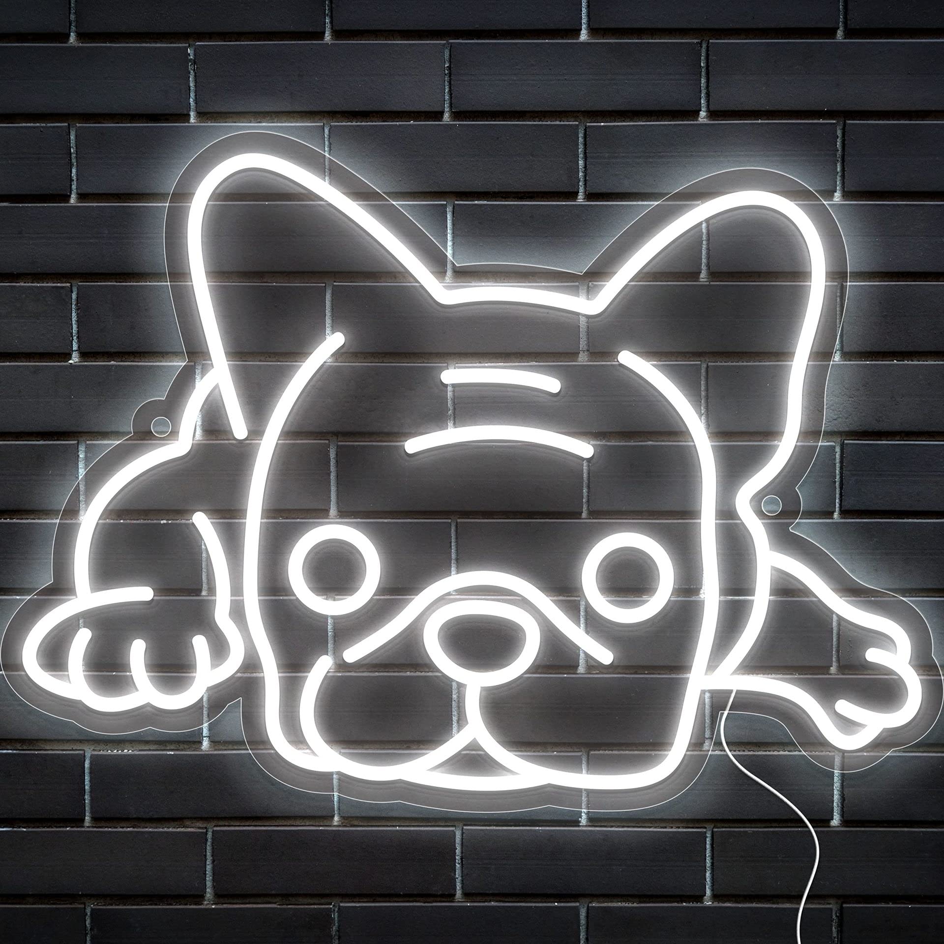 Neon Night Light,LED dog Neon Sign,Wall Decoration LED Neon lights,USB Operation Neon light,for Bedroom,Kid Room Pet Shop,Birthday Gifts for Dog Lovers (white)