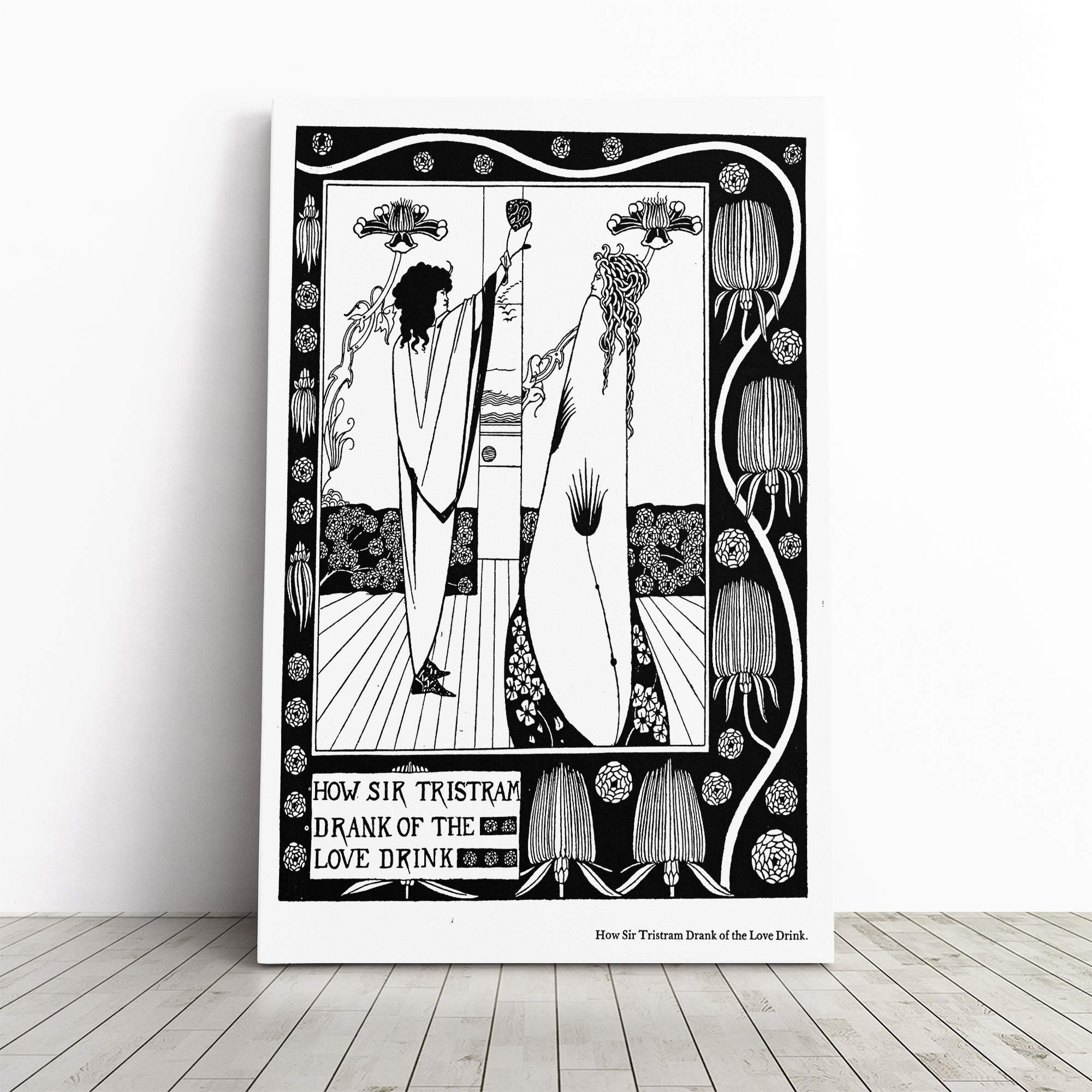 Aubrey Beardsley Sir Tristram Canvas Print | Gallery Wrapped 30mm Frame Wall Art | 24x16 inches | Ready to Hang | Modern Picture | Living Room Bedroom Lounge Office