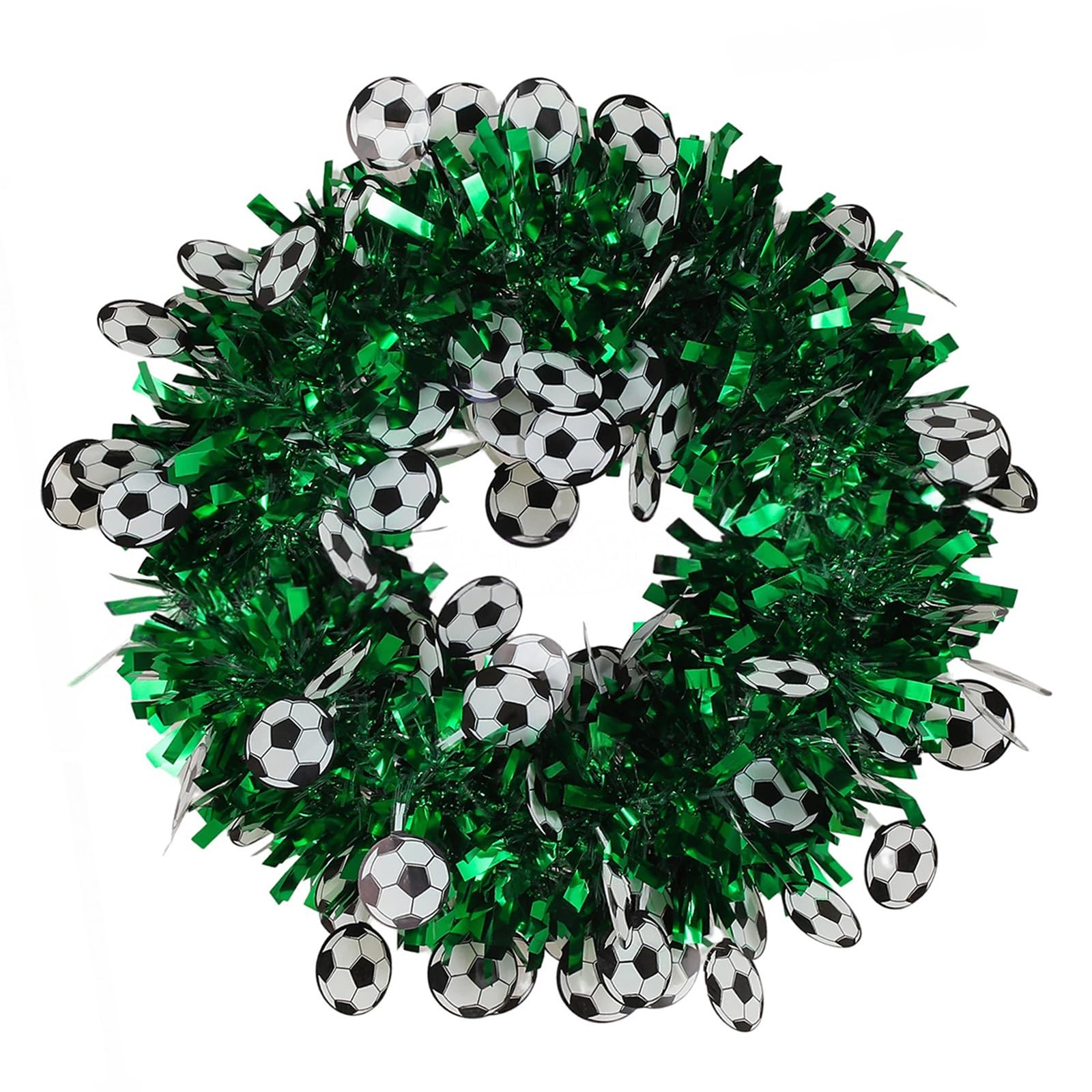 ZEPFJHE 2026 Soccer Themed Metallic Wreath for Door Window Festival Decor Football Themed Wreath Tournament