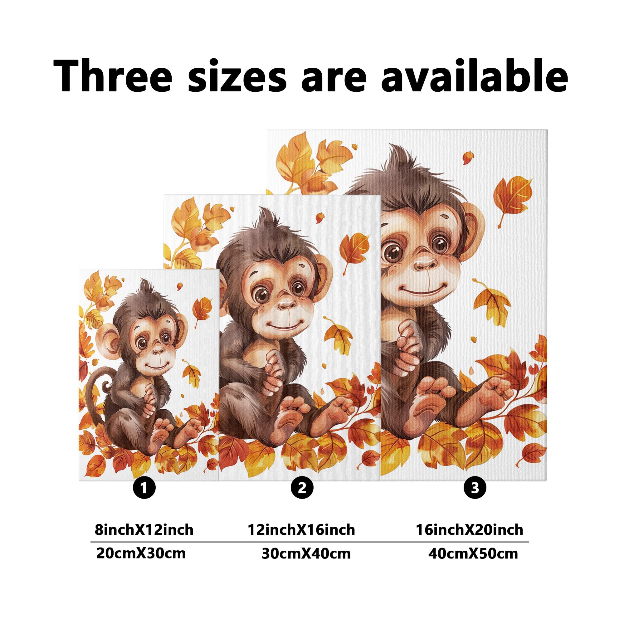 Amazon.com: Autumn Monkey Canvas Wall Art, Brown Baby Animal