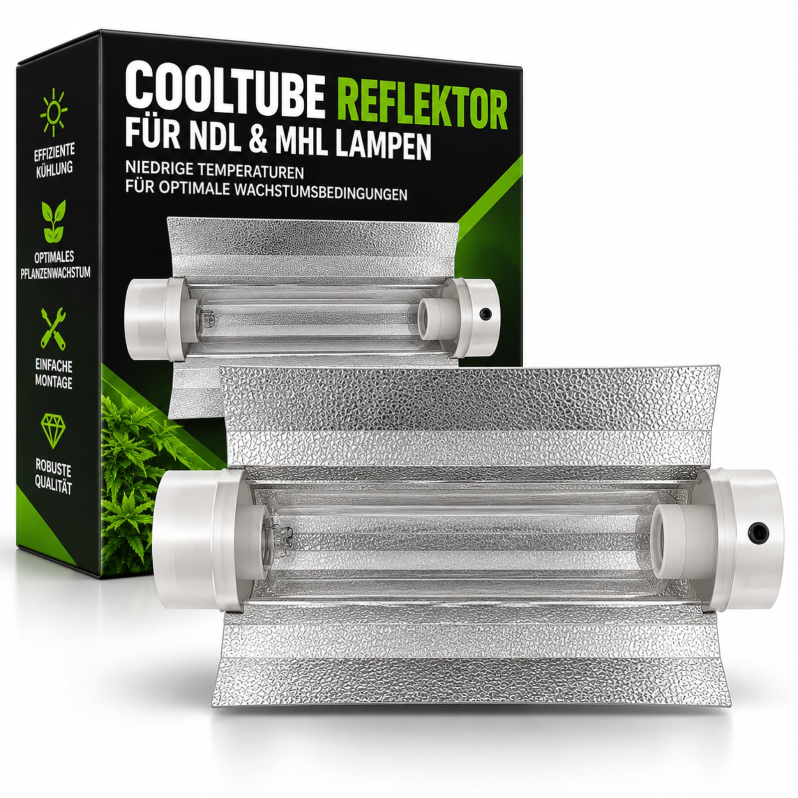 Weedness Cooltube Réflecteur Croissance 150 mm Flasque 59 cm Long - Lampe Éclairage NDL & MHL E40 Douille Lampes Verre 600w Plantes