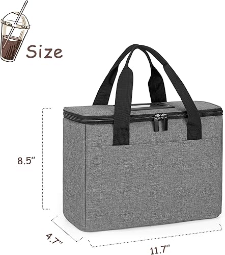 Miniatura 5 de Trunab Transportador de bebidas reutilizable de 3 tazas para entrega con divisores ajustables, bolsa aislada para llevar, bolsa de transporte de
