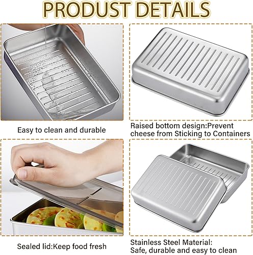 Miniatura 3 de Contenedor de queso para nevera, recipientes de almacenamiento de carne de delicatessen con tapas, recipiente de tocino para refrigerador,