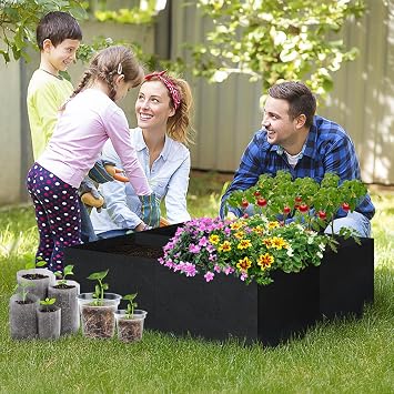 GREANER Raised Garden Beds Outdoor, 2x2FT-4 Grids Breathable Planting Container for Outdoor, Heavy Planter Raised Beds for Growing Vegetables Potatoes Flowers Herbs