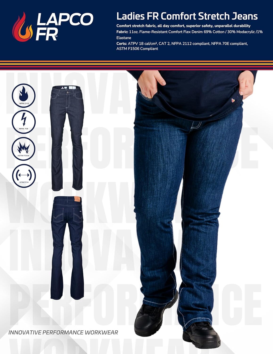 LAPCO FR Women's Comfort Stretch Relax Fit Flame Resistant Work Pants