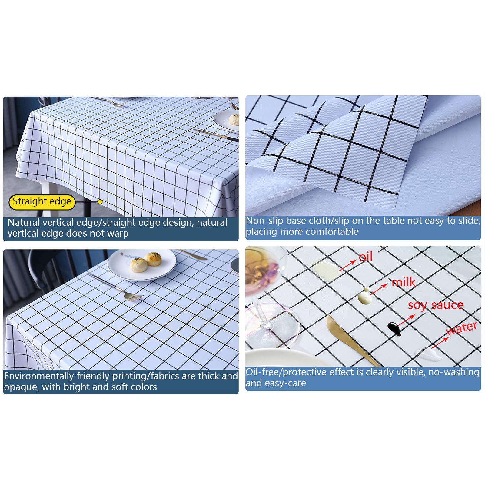 Mantel Impermeable, Rectangular Antimanchas Tapete de Mesaadecuado para La Mayoría de Las Mesas Interiores Y Exteriores: Cocina, Comedor, Terraza, Jardín, Sala Familiar, Cafetería, Fiesta