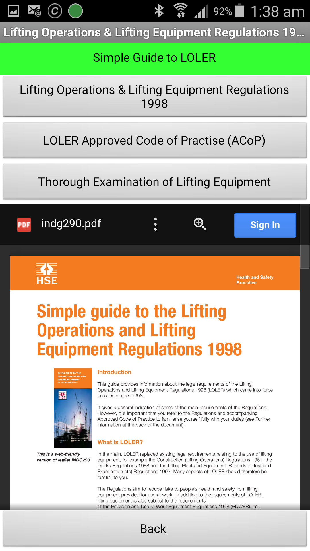 An Engineers Guide to Lifting Equipment Regulations App on the Amazon Appstore