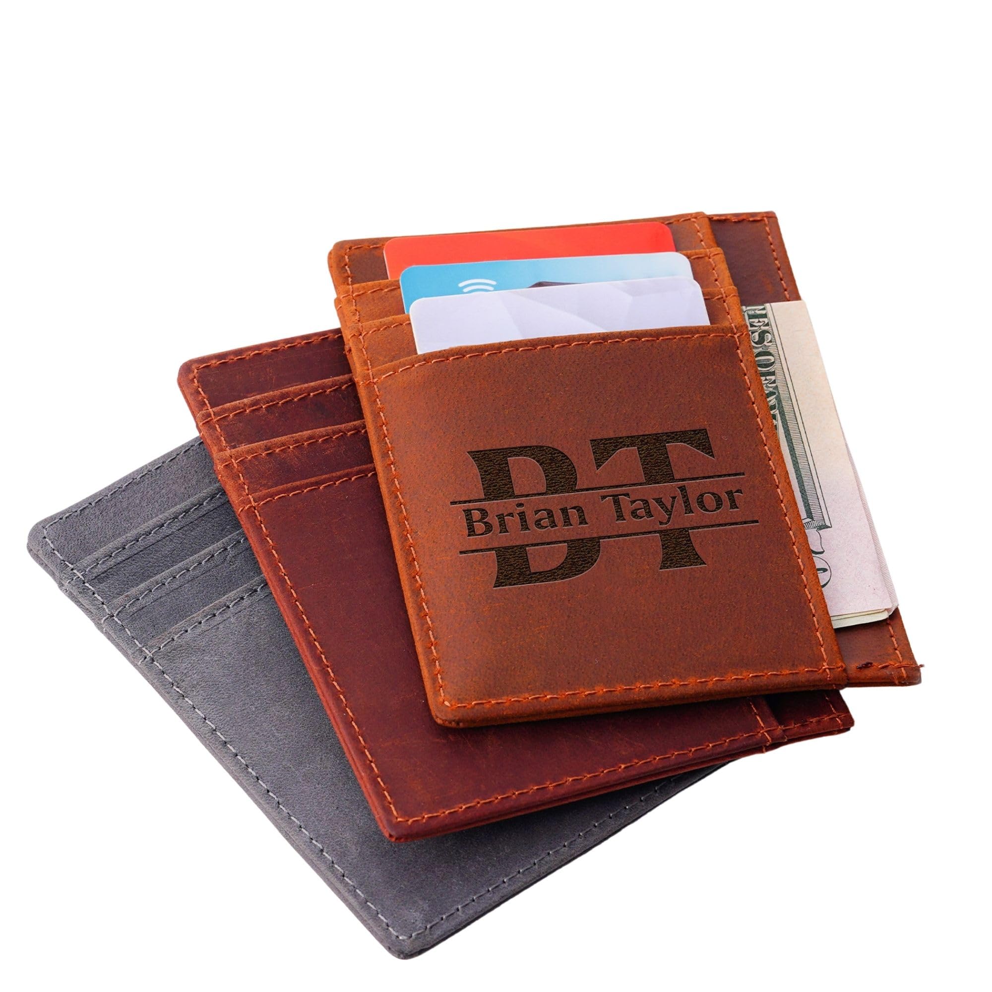 Custom Minimalist Wallet for Men & Women, Slim Leather Card Holder & Passport Holder for Travel, Personalized Gifts for Men (Valentine’s, Anniversary, Birthday), Credit Card Holder for Women, Small Wallet & Perfect Gift