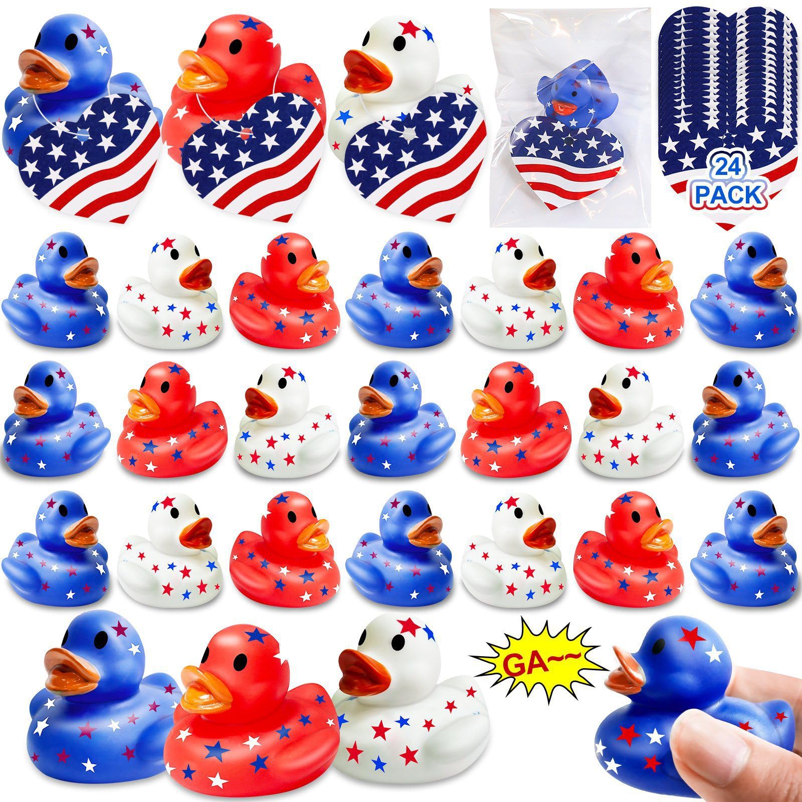 Patriotic Rubber Ducks with Cards AMENON Patriotic Rubber Ducks with Cards