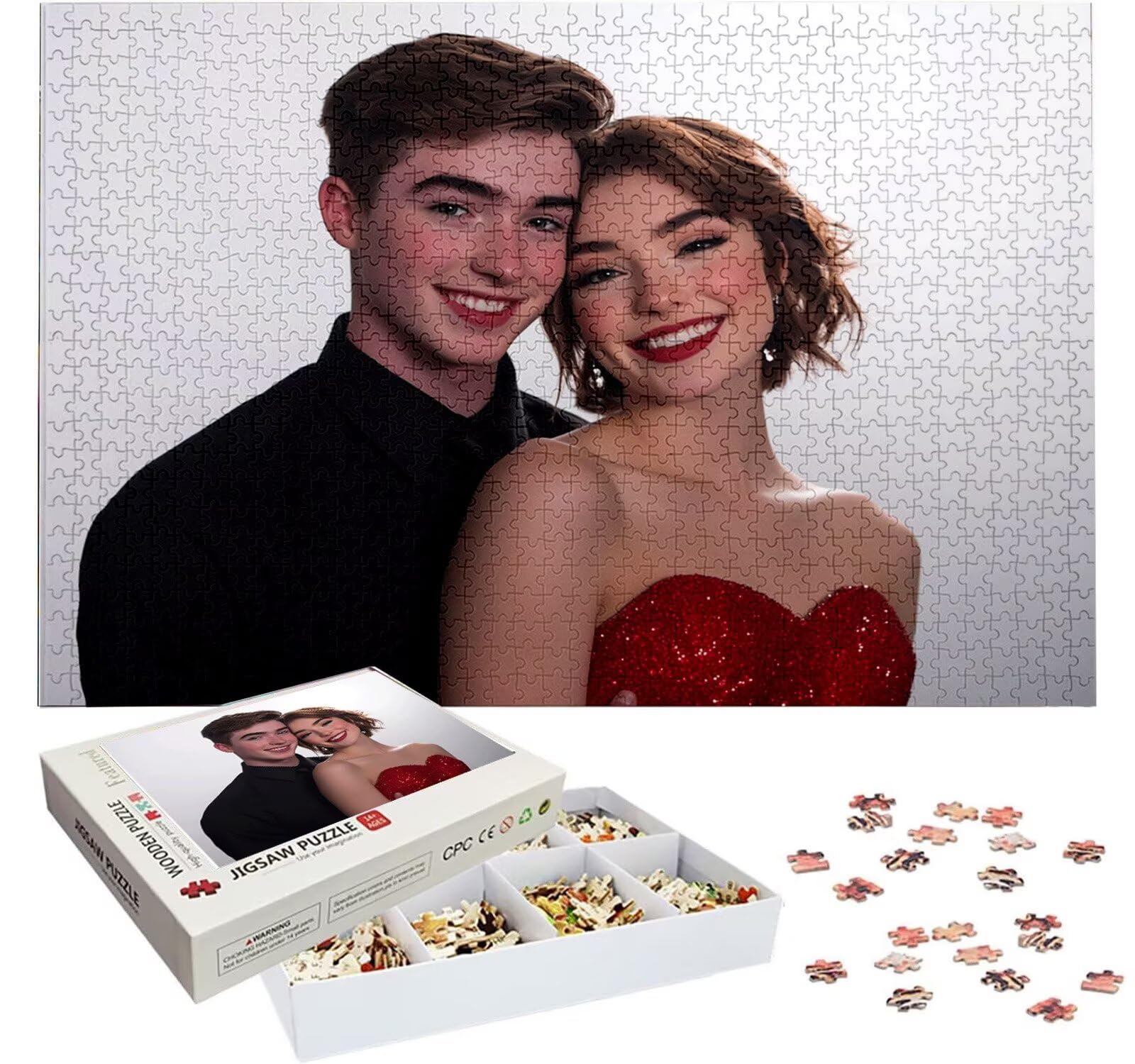 Puzzle Personalizado con Foto, Personalizada Rompecabezas Personalizado Diseña tu Logo Foto o Texto, Personalizado Navidad Halloween San Valentín Parejas Niños Familia Amigos h-3413