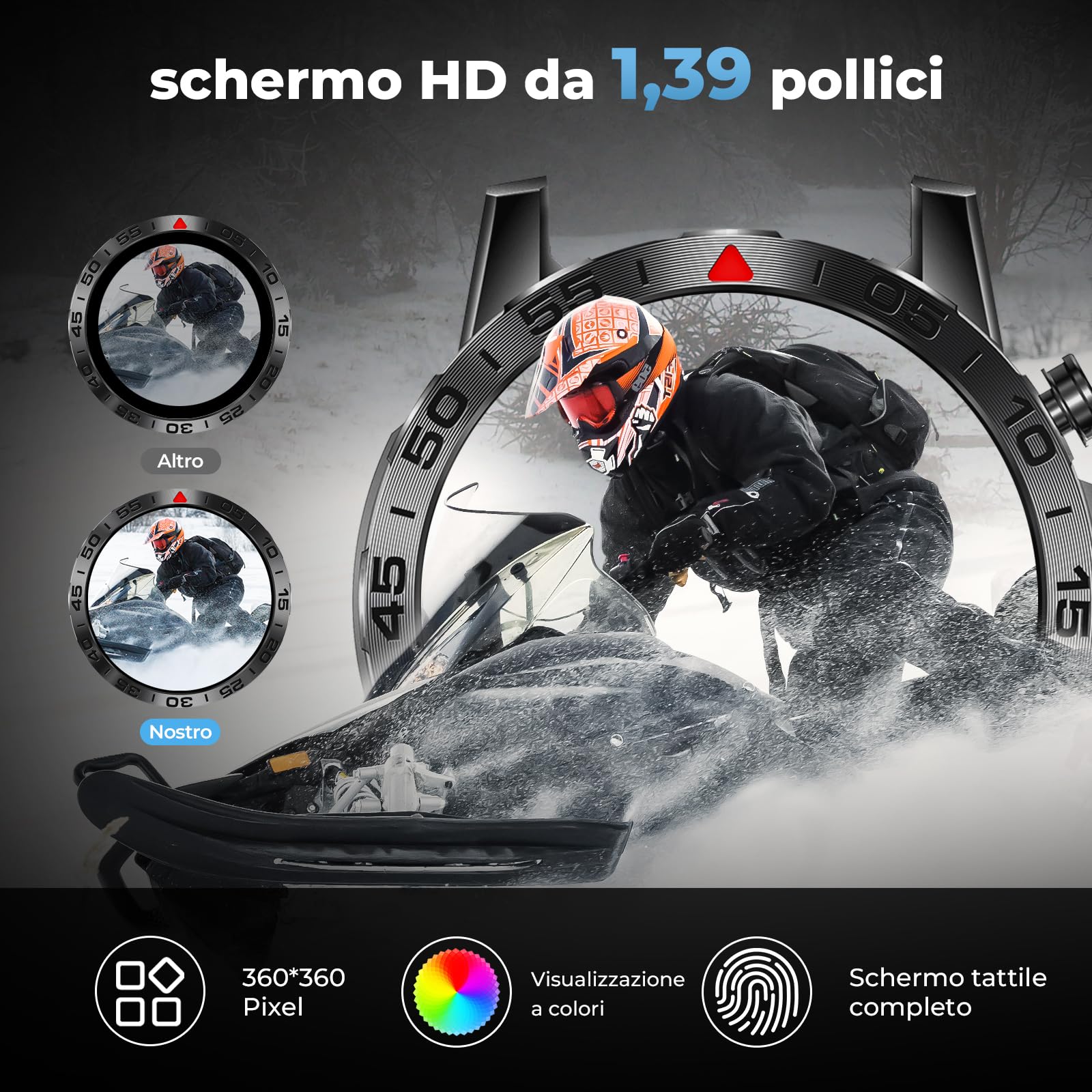 Wojskowy inteligentny zegarek dla mężczyzn, odbieranie/nawiązywanie połączeń, 3,5 cm HD wytrzymały zegarek fitness z ponad 100 trybami sportowymi, pulsometrem / SpO2/monitorem snu, wodoodporny