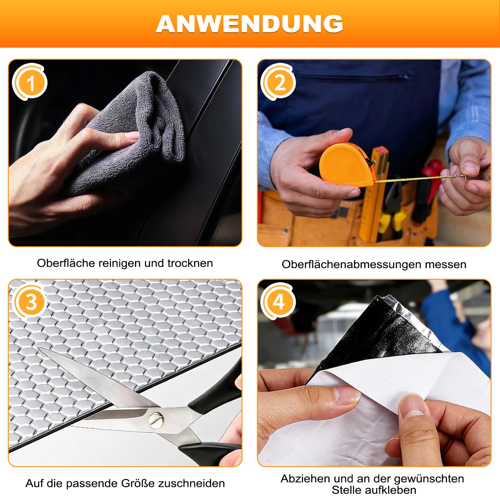 Selbstklebende Alubutyl Dämmmatte für Auto Schalldämmung – 40 cm x 5 Meter Anti-Dröhn Matte zur Geräusch- und Wärmedämmung in Fahrzeugen