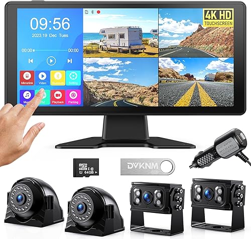 Miniatura 1 de Cámara de respaldo para RV, monitor de pantalla táctil 4K de 10.36 pulgadas, sistema de cámara de respaldo para camión, remolque, sistema de cámara