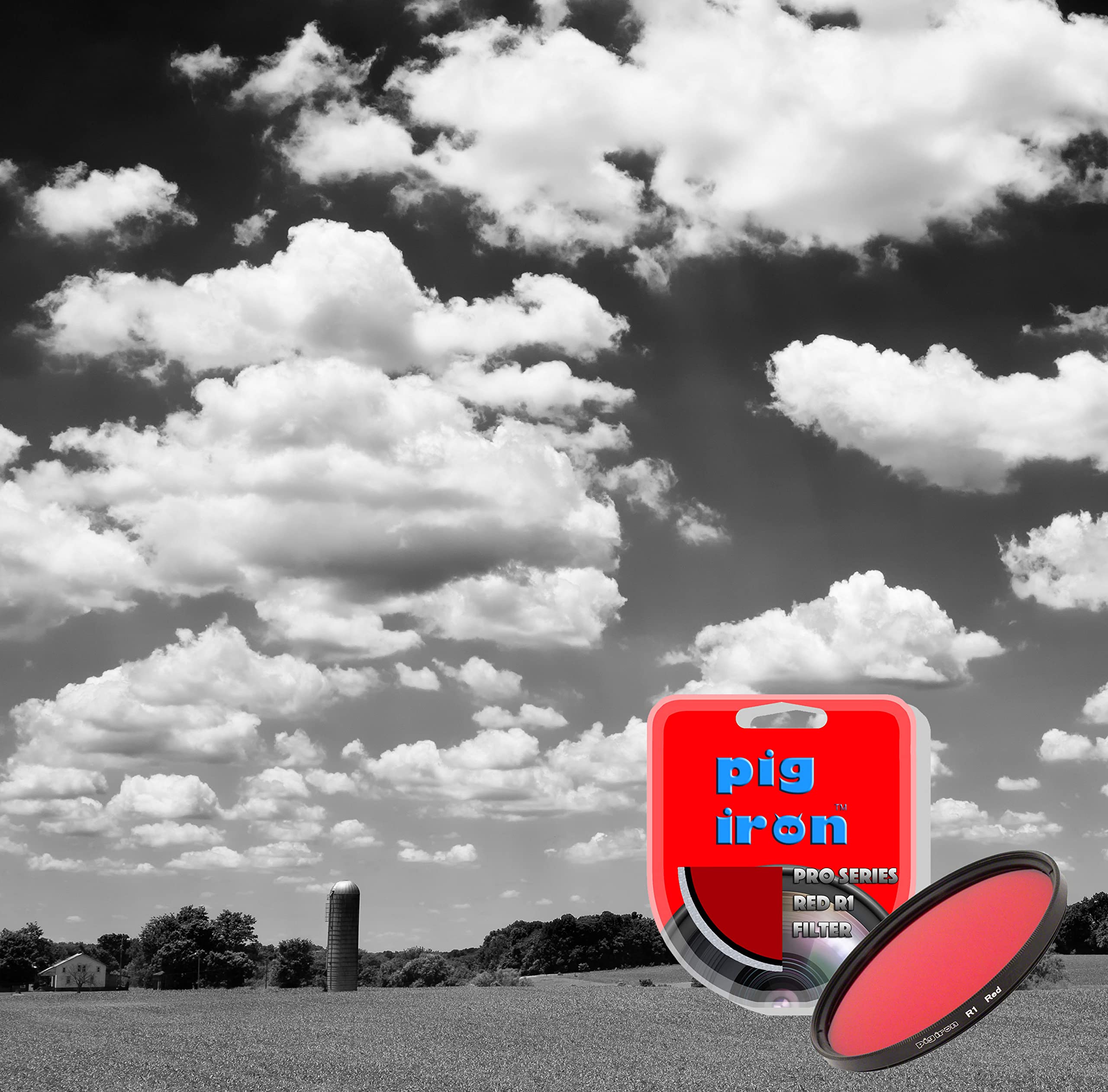 Pig Iron Red R1 Pro Filter Kontrastverstärker für Schwarz-Weiß-Fotografie Spezialeffektkameraobjektivfilter (37 mm)
