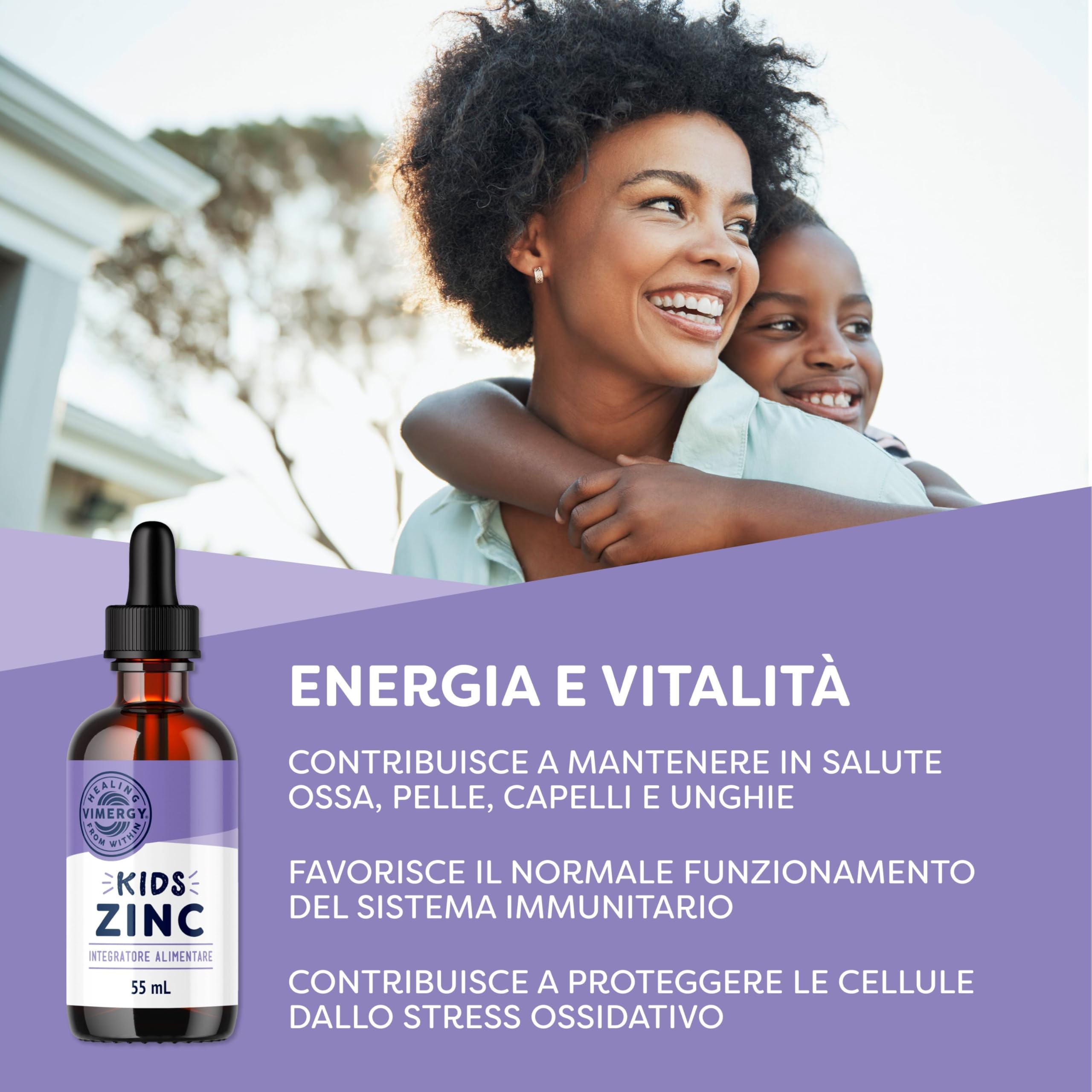 Vimergy Kids Zinc Integratore Liquido 55 ml – Integratore di Zinco per Bambini a Rapido Assorbimento – Sviluppo e Funzione Cellulare - Senza Zucchero, Coloranti, Aromi – Vegano, Gluten Free e Paleo
