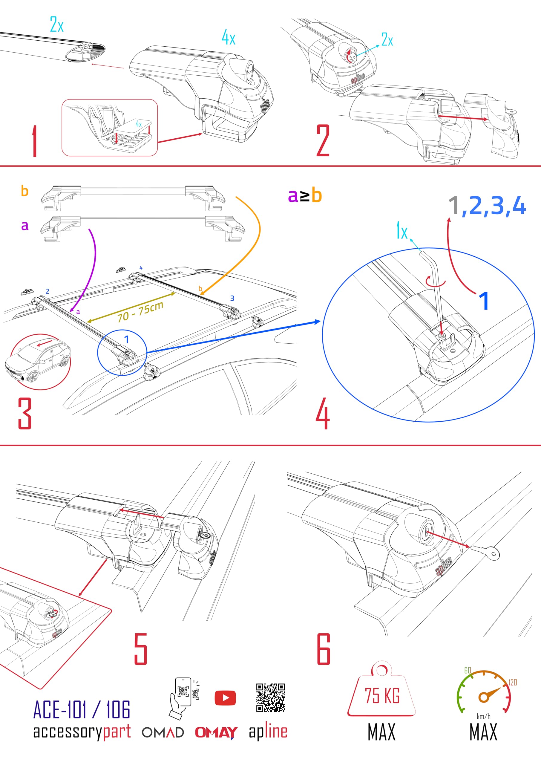Compatible con Seat Ateca (KH7) 2016-2026 Ace-1 Barras de Techo Auto Portaequipajes Barras Transversales Gris Aluminio 2 Barras