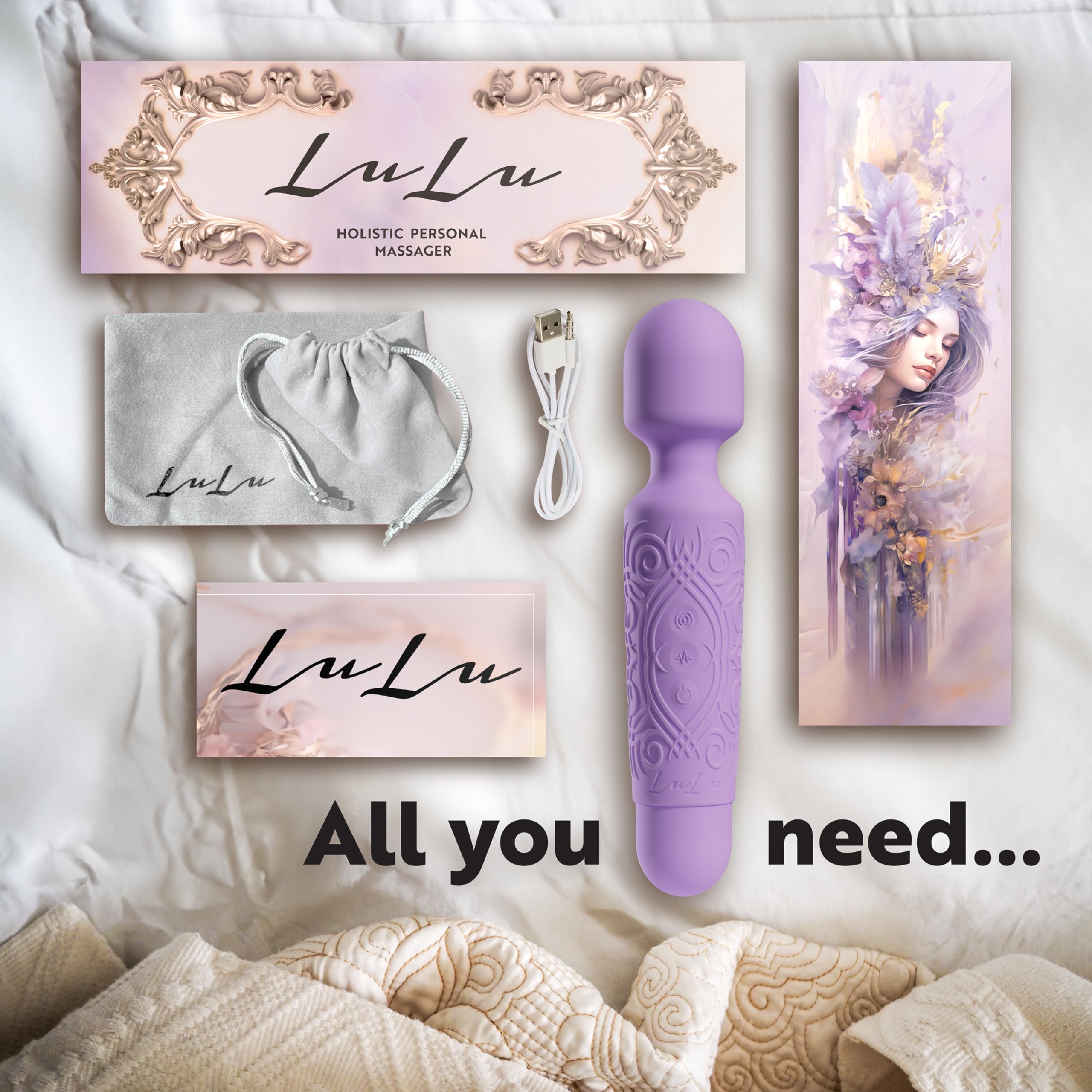 LuLu Wand Vibrator for Women - Powerful Magic Wand Massager Rechargeable Waterproof Silent - Mini Vibrating Wand Sex Toy with Strong Vibrations for Clitoral Stimulation: Purple Regular
