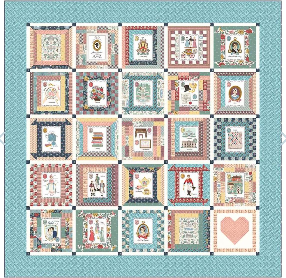 Riley Blake Bluebird Patterns A to Z Jane Austen Emma Panel Quilt Pattern – Fat Quarter Friendly, 78.5” x 78.5” Finished Size