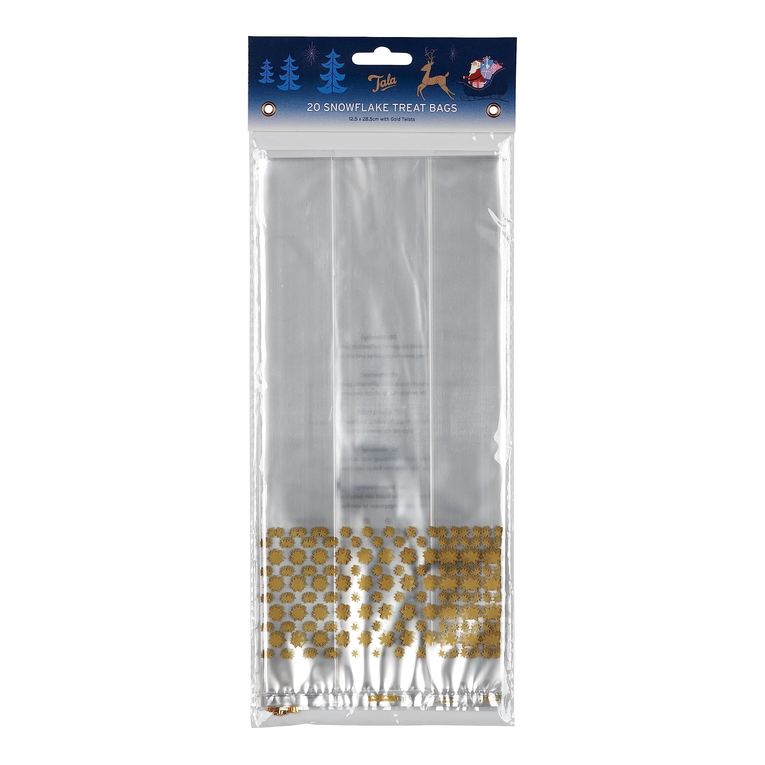 Tala 20 Printed Snowflake, Cellophane Treat Bags, Perfect for Homemade Truffles, Chocolates, and Sweets for Gifting, Occasions, and Events