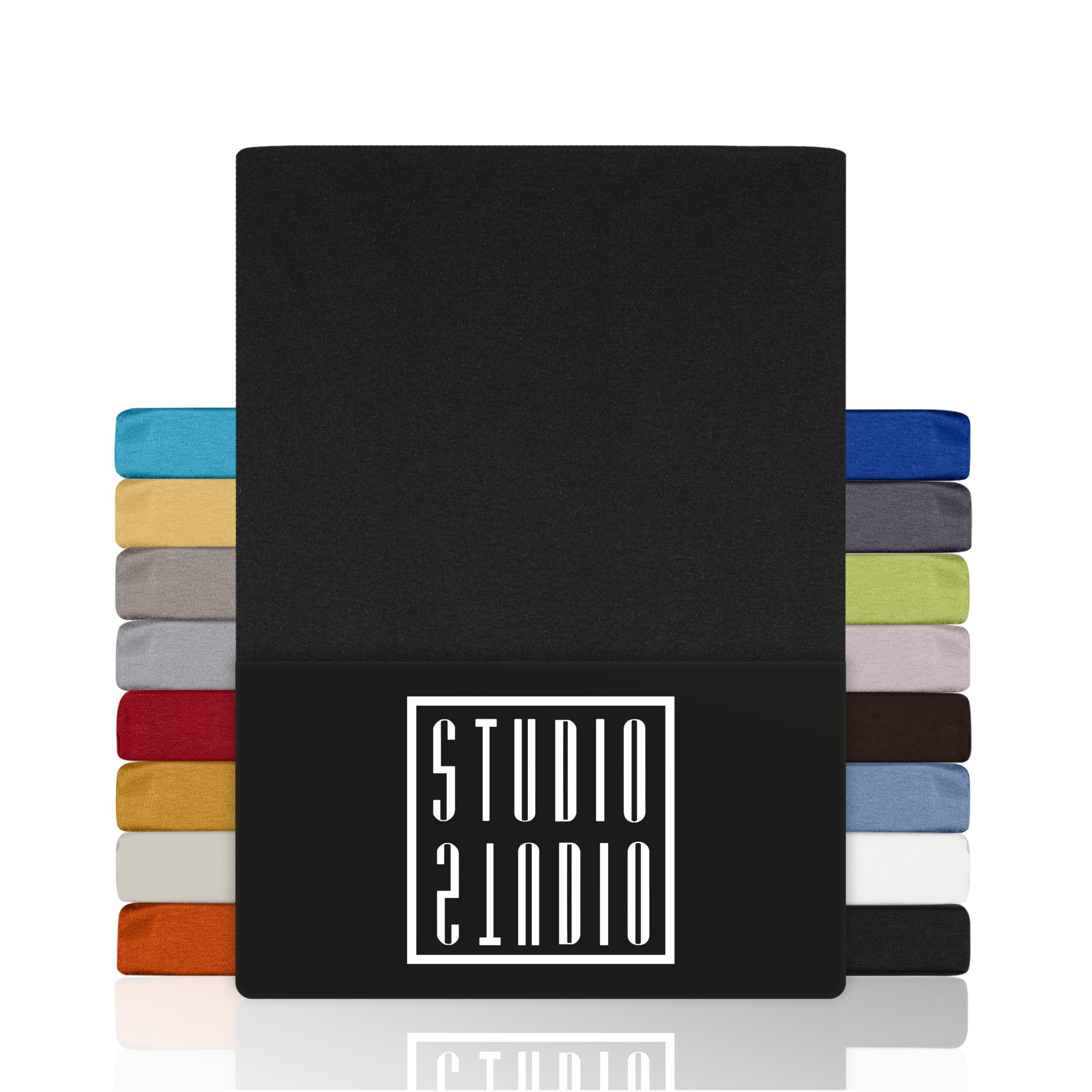 STUDIO Basic Fitted Sheet 200 x 220 cm - Jersey Fitted Sheet Made of 100% Combed Cotton - Anthracite - Oeko-Tex Certified, Non-Iron & Elastic - for Mattresses 15-35 cm — image 1