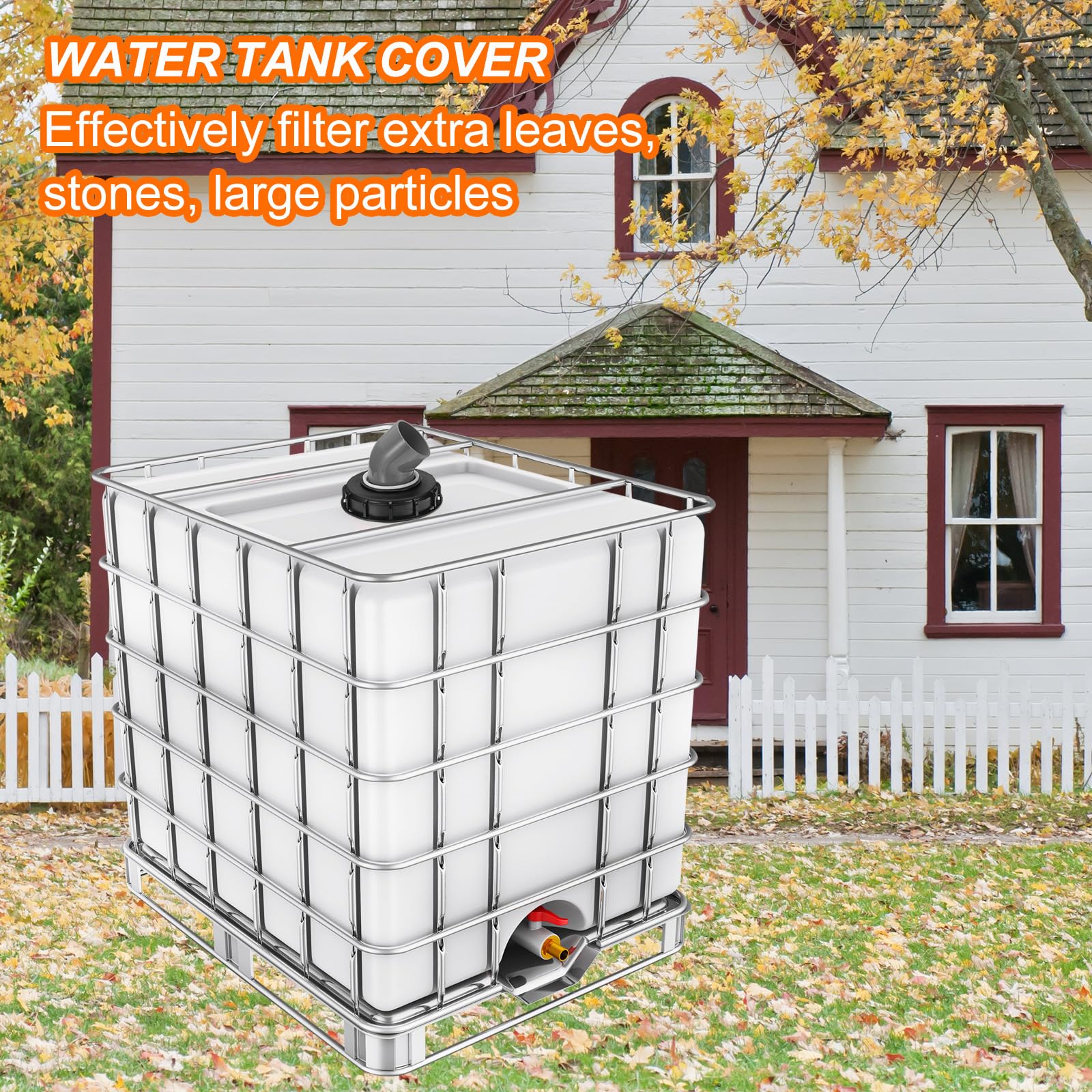 sourcing map Tapa de filtro IBC de 163 mm, adaptador de manguera de plástico IBC de 45°, contenedor de tanque de agua de lluvia de 1000 L con filtro de nailon lavable para tanques de agua de 275