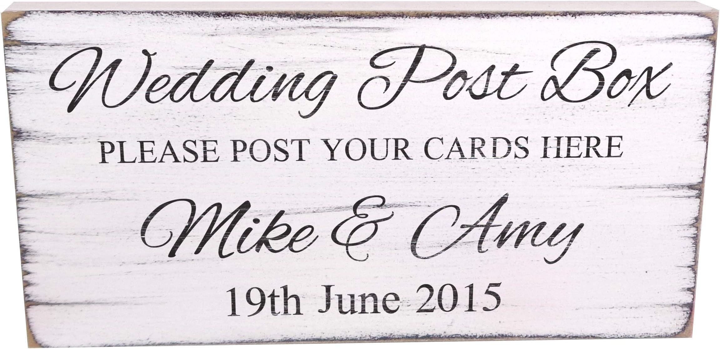 Personalised - Wedding Post Box Sign - white Free Standing Vintage Table Sign - Shabby but Chic