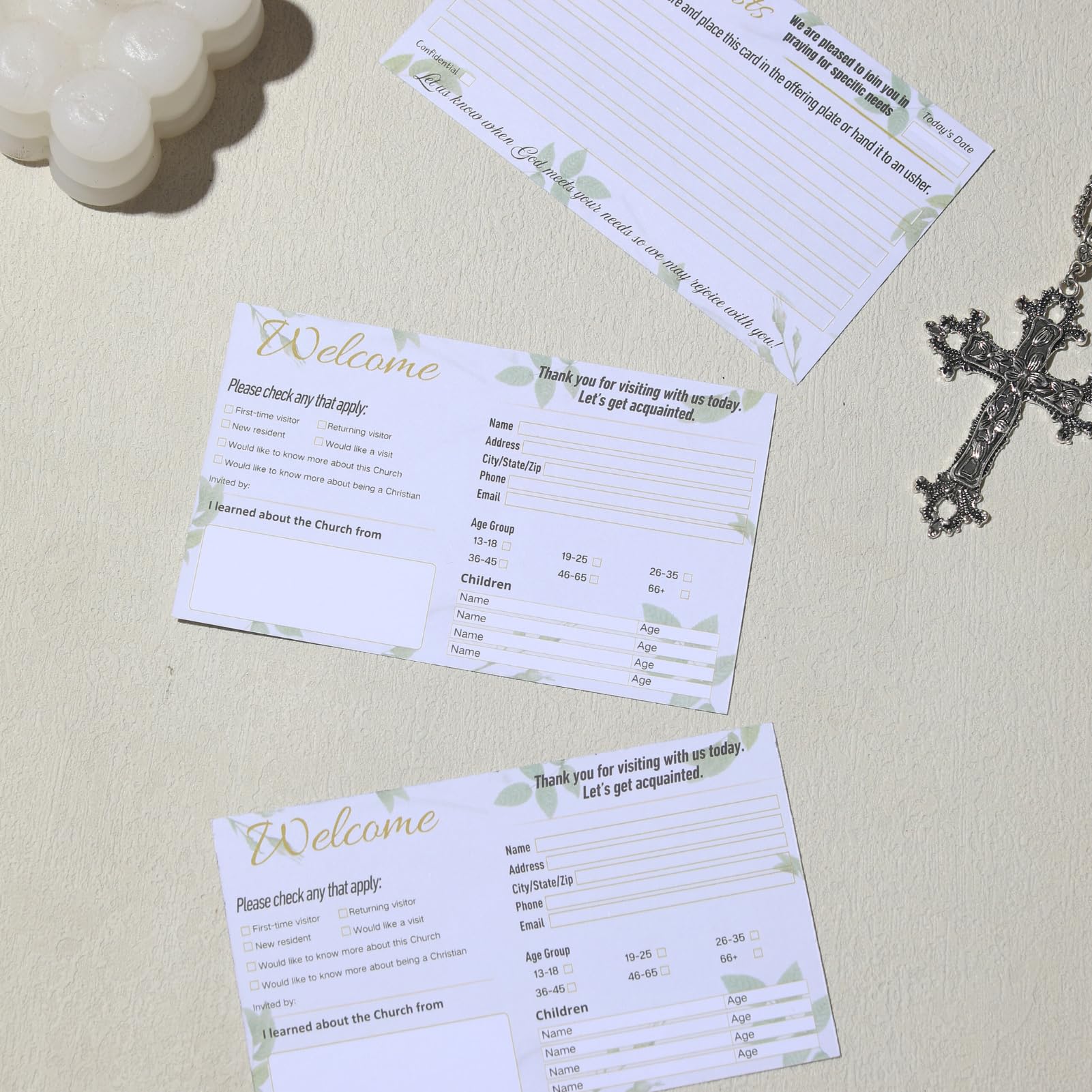50 Kirchenbesucher- & Gebetskarten – 10,2 X 15,2 Cm, Doppelseitig, Für Willkommensgruß & Gebetsanfragen
