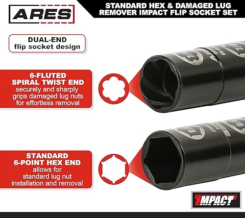 Miniatura 4 de ARES 59035-Juego de 6 llaves hexagonales estándar y tuercas de llanta dañadas  Elimina tuercas dañadas y peladas  0.669 in, 0.748 in (34 pulgadas),