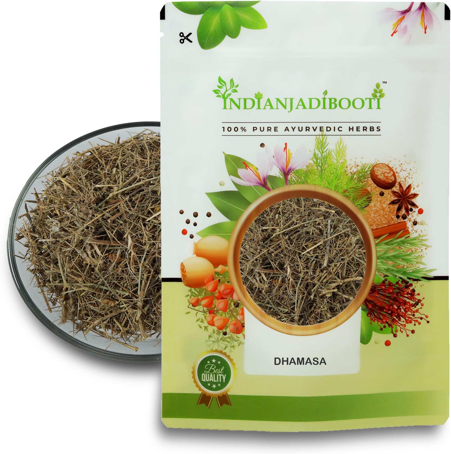 IndianJadiBooti Dhamasa (Fagonia Cretica) | 250g | Damasha Panchang/Sachhi Buti | Whole Plant Dried Herb (with Thorns) | Traditional Cooling & Purifying Tonic (Rakta Shodhak)