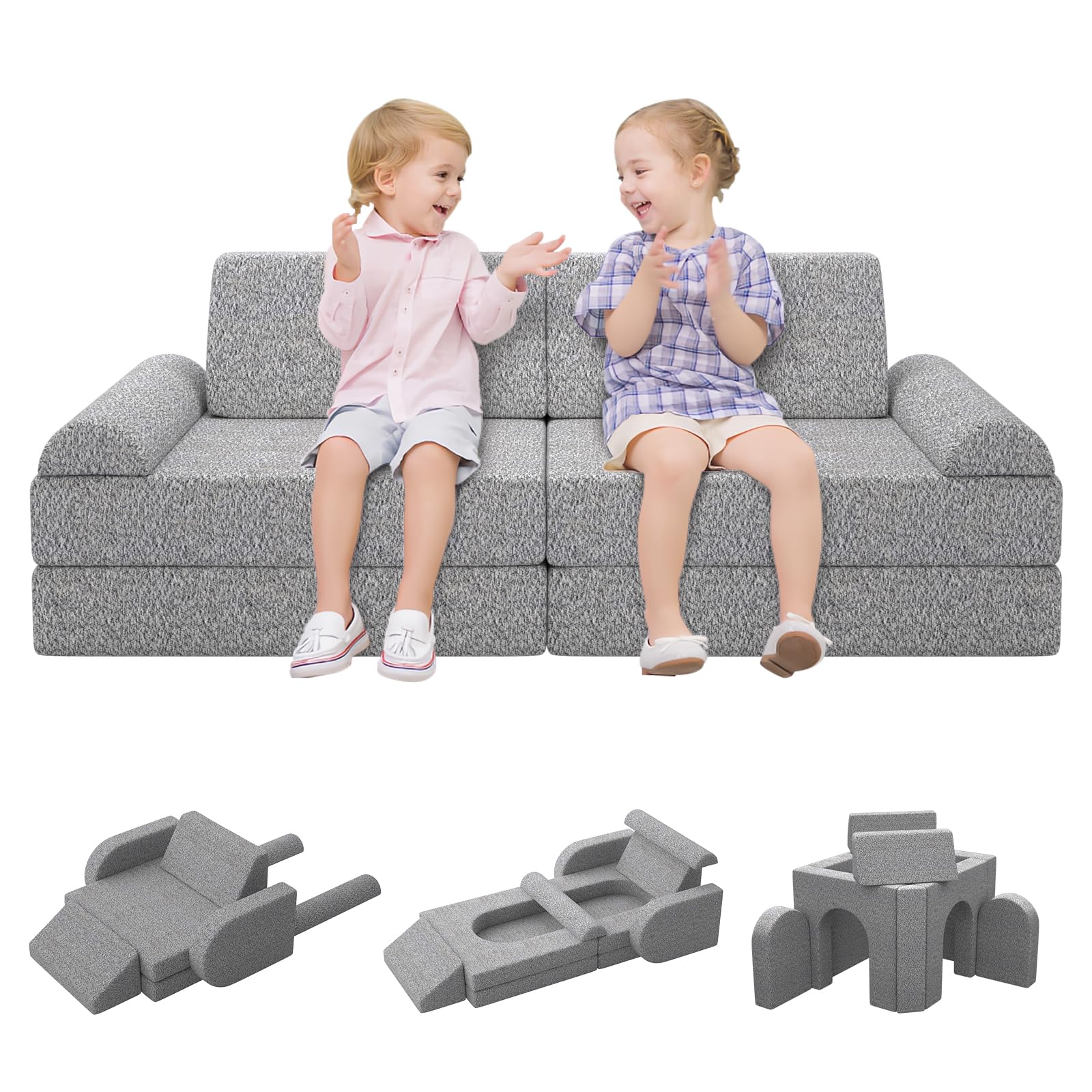 Sofá modular para niños con fundas lavables, sofá de espuma para juegos creativos, escalada y descanso, sofá convertible para niños, muebles de juego para habitación de niños o guardería