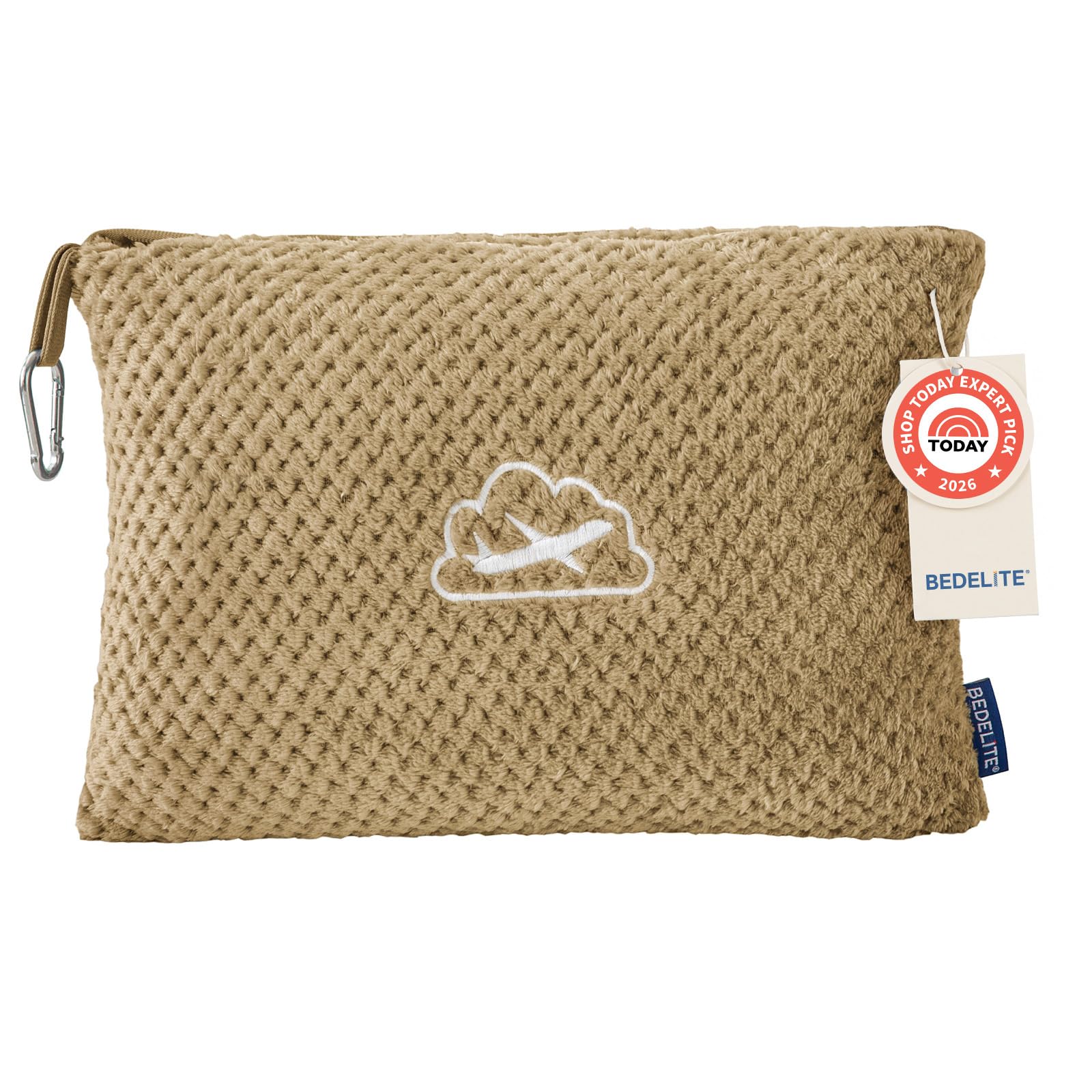 BEDELITE Travel Blanket with Bag, Jacquard Fleece Blanket 65"x40", Camel