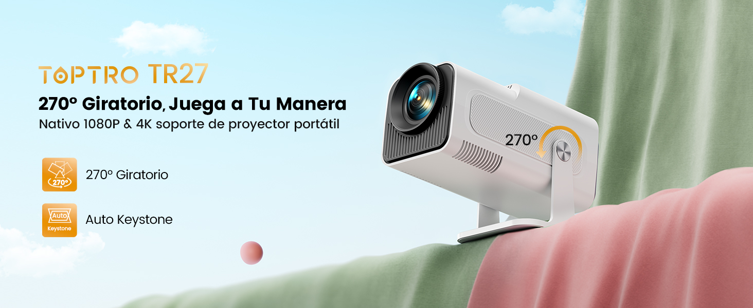 Proyector Portátil, Proyector WiFi Bluetooth, Mini Proyector, Soporta 1080P Full HD 6500 Lúmenes